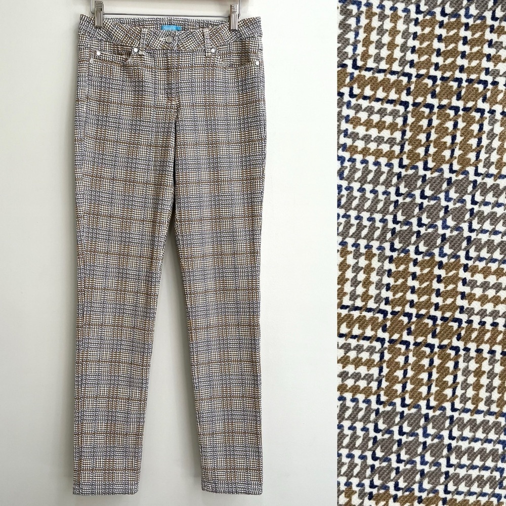 J McLaughlin Lexi Jeans Aspen Glenn Plaid Mid Rise Slim Leg Stretch Denim Knit 4